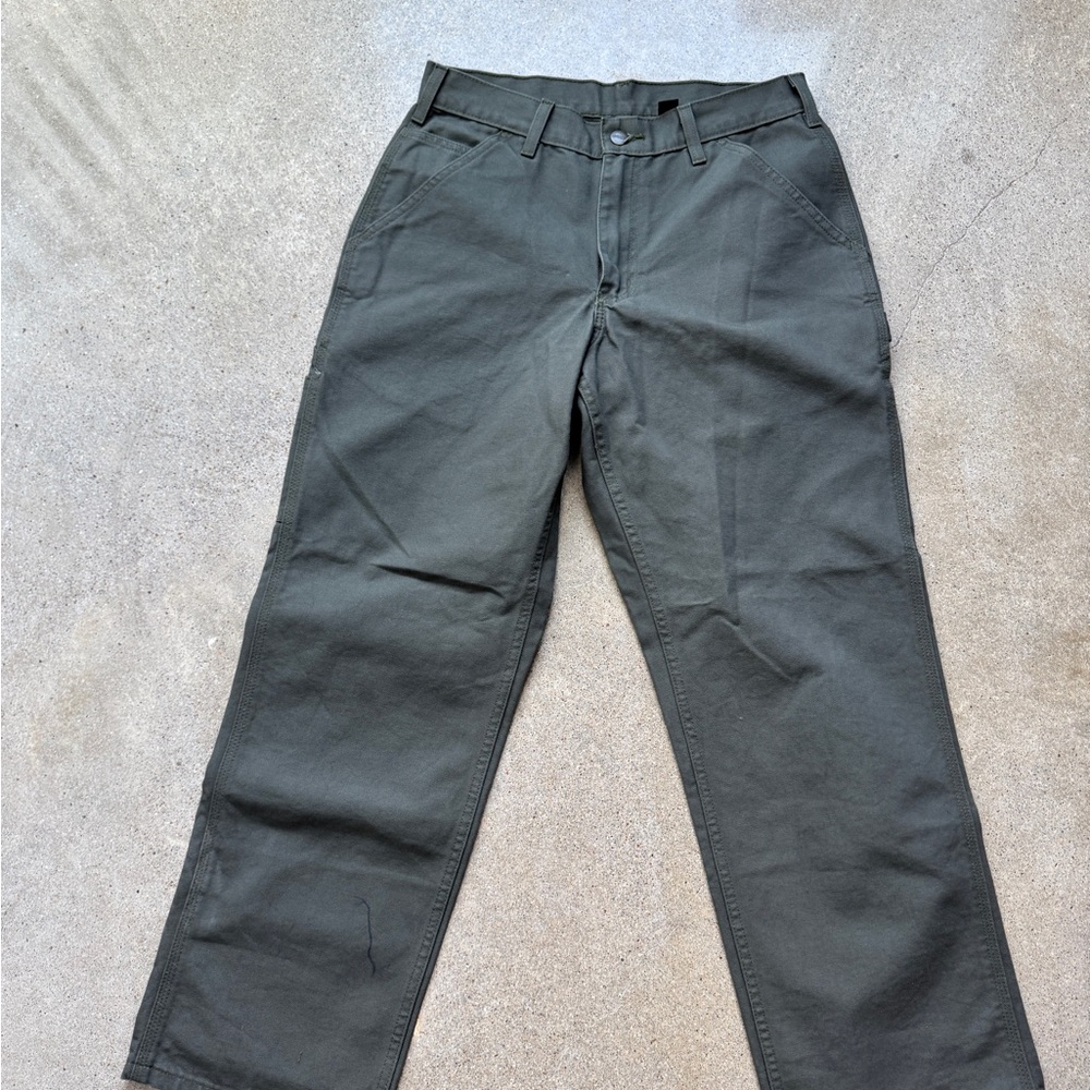 Carhartt Men's Washed Duck Work Dungaree Pant, Moss, 31W X 30L